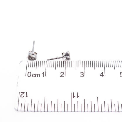 JCM Jacmel Mauritius 925 Sterling Silver Round-Cut C Z Heart Stud Earrings