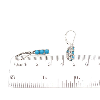 Chuck Clemency 925 Sterling Silver Real Turquoise & Apatite Dangle Earrings