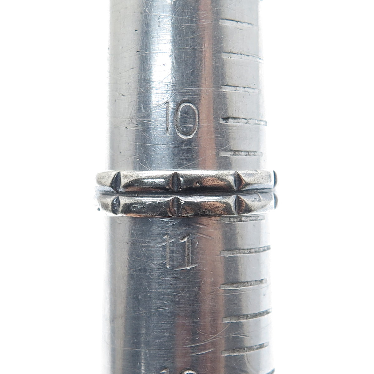 925 Sterling Silver Vintage 2-Row Bar Oxidized Band Ring Size 10.75