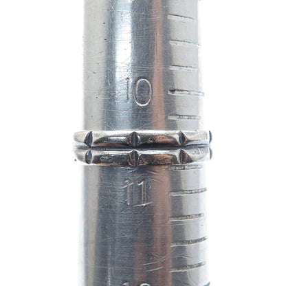 925 Sterling Silver Vintage 2-Row Bar Oxidized Band Ring Size 10.75