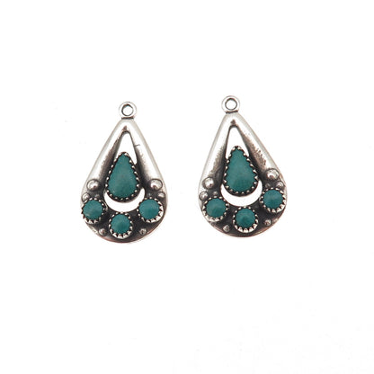 Old Pawn 925 Sterling Silver Vintage Kingman Turquoise Tribal Jacket Earrings