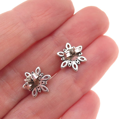 Pandora 925 Sterling Silver White & Blue C Z Sparkling Snowflake Stud Earrings