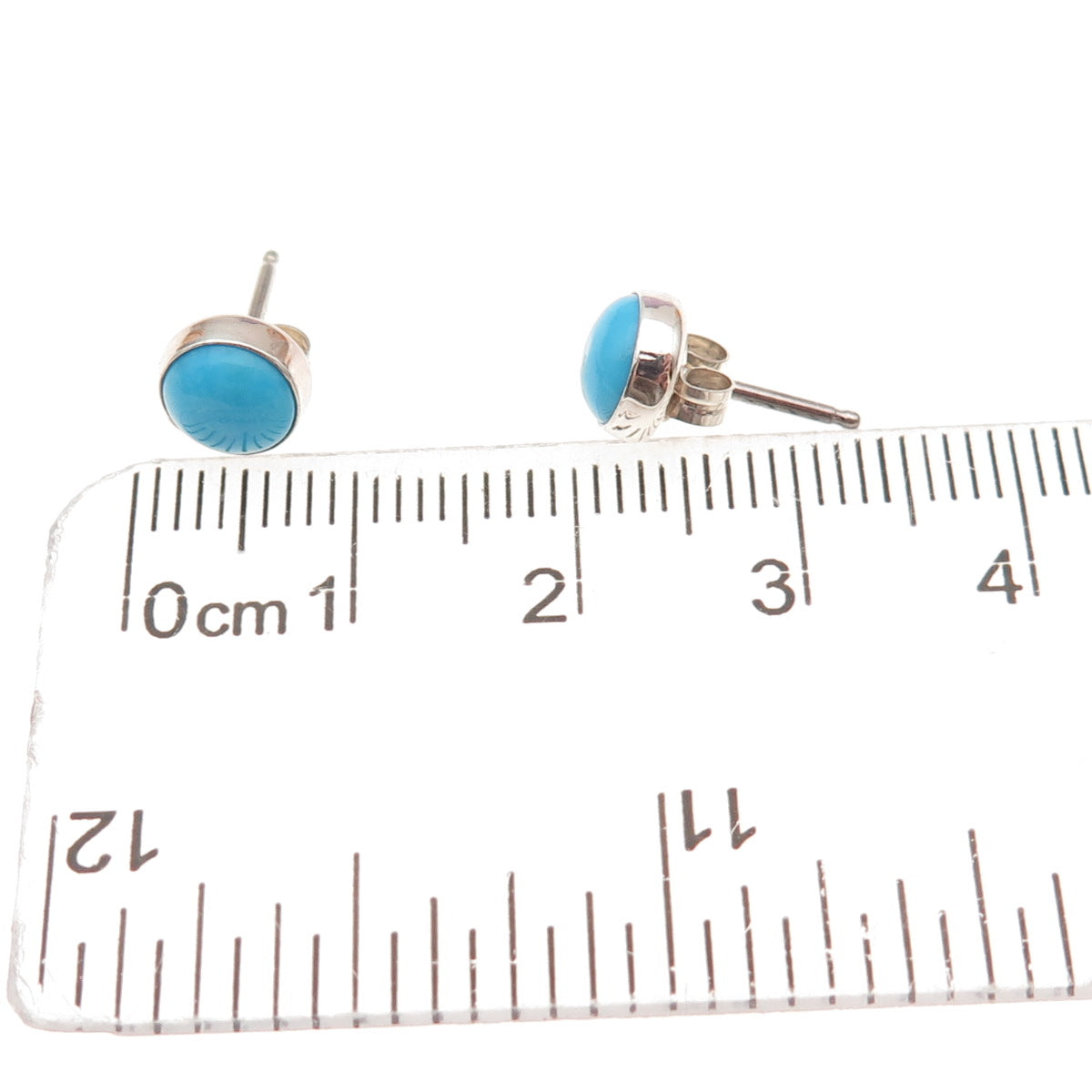 925 Sterling Silver Vintage Real Sleeping Beauty Turquoise Stud Earrings