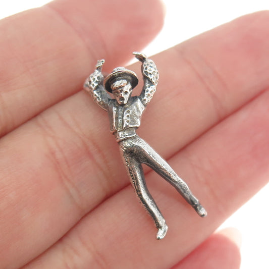 925 Sterling Silver Vintage Flamenco Dancer 3D Pendant