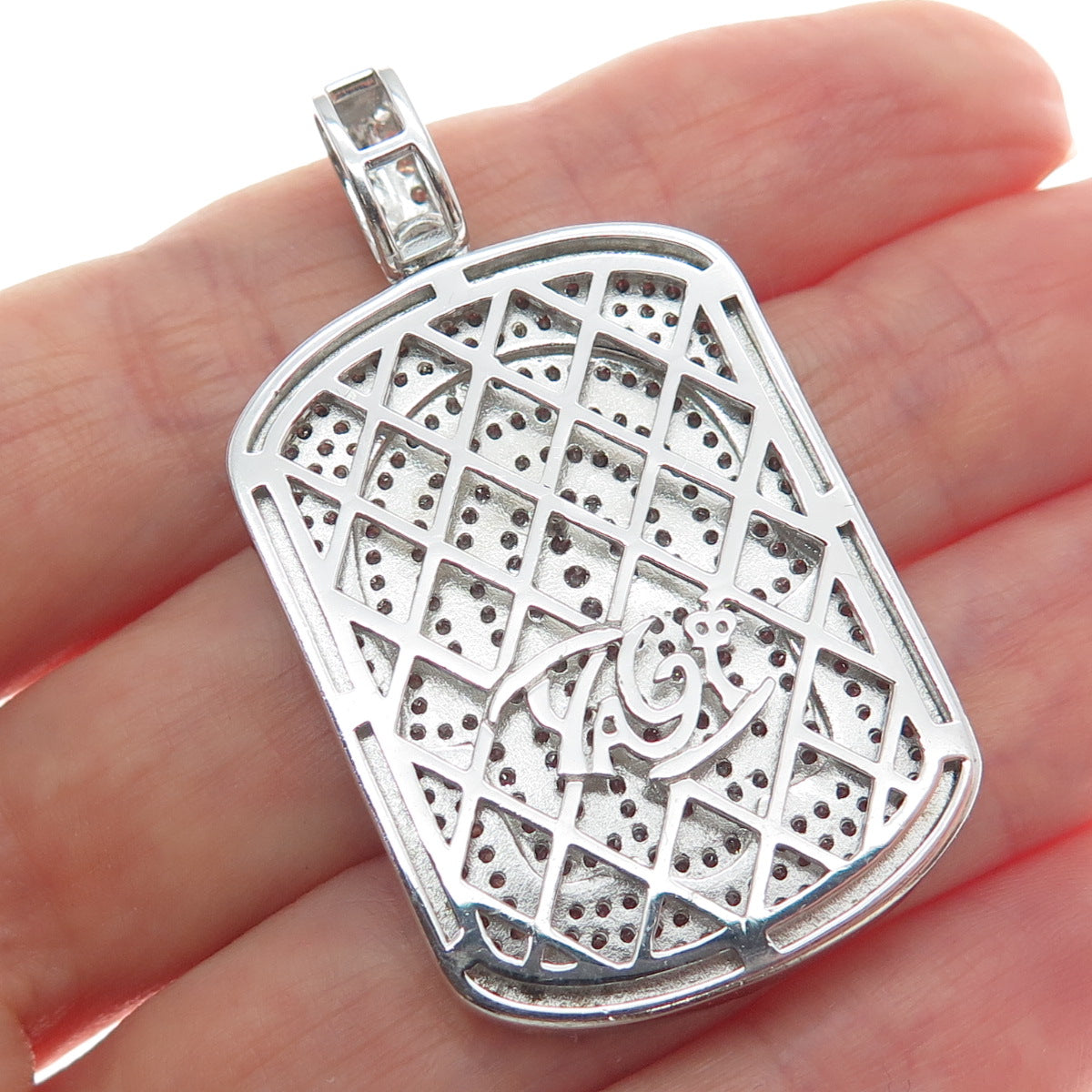 DESIGNS BY YAGI 925 Sterling Silver Round-Cut C Z Hamsa Amulet Pendant