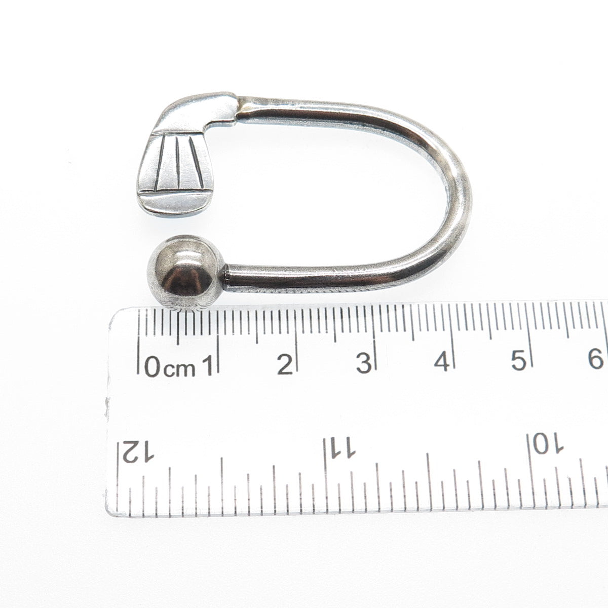 925 Sterling Silver Vintage Mexico Golf Club Screw Ball Key Ring Holder