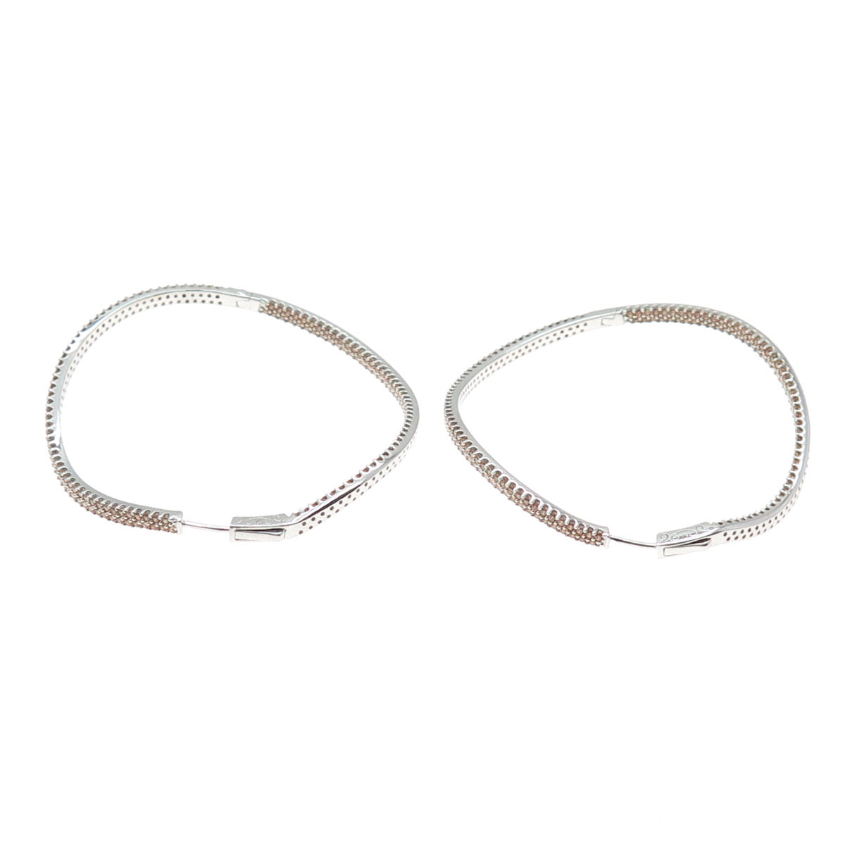 KLEO 925 Sterling Silver Round-Cut Cognac C Z In & Out Wavy Large Hoop Earrings