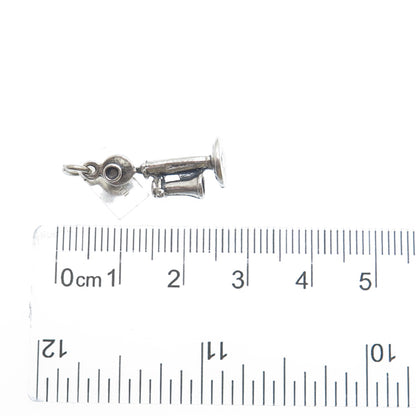 BELL TRADING POST 925 Sterling Silver Vintage Retro Candlestick Phone 3D Pendant