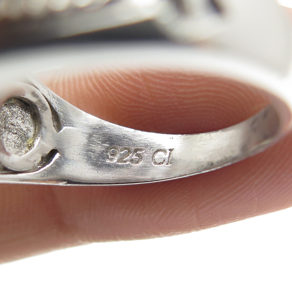 925 Sterling Silver Real Round-Cut Diamond Eagle Signet Ring Size 10.25