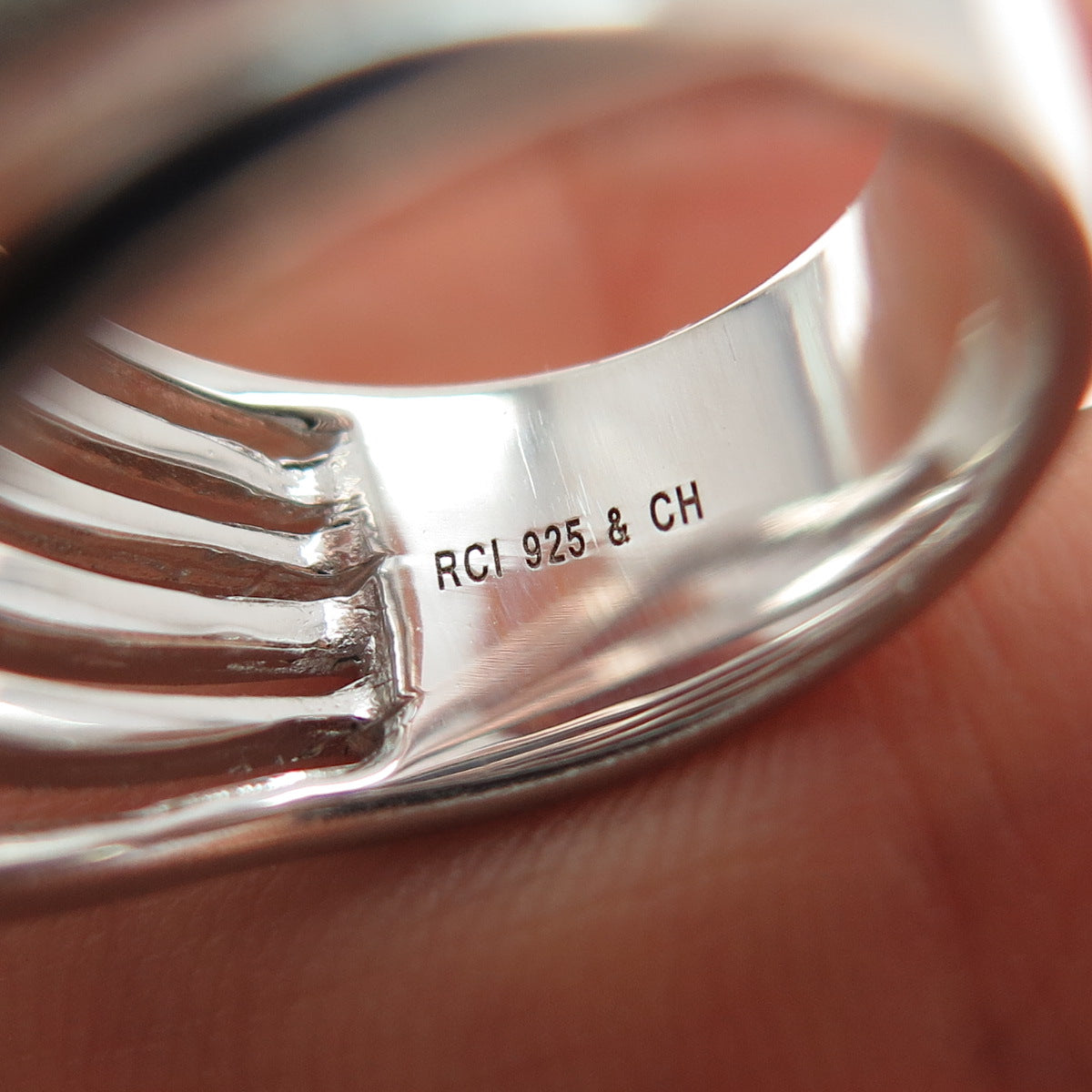 925 Sterling Silver Diamond-Illusion 5-Row Ring Size 6.75
