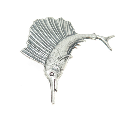 925 Sterling Silver Antique Art Deco Swordfish Pin Brooch