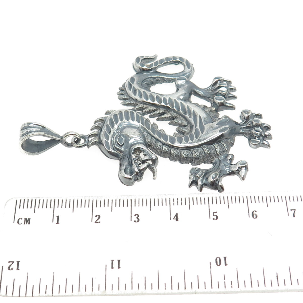 ONE OF A KIND 925 Sterling Silver Vintage Royal Dragon Oxidized Pendant