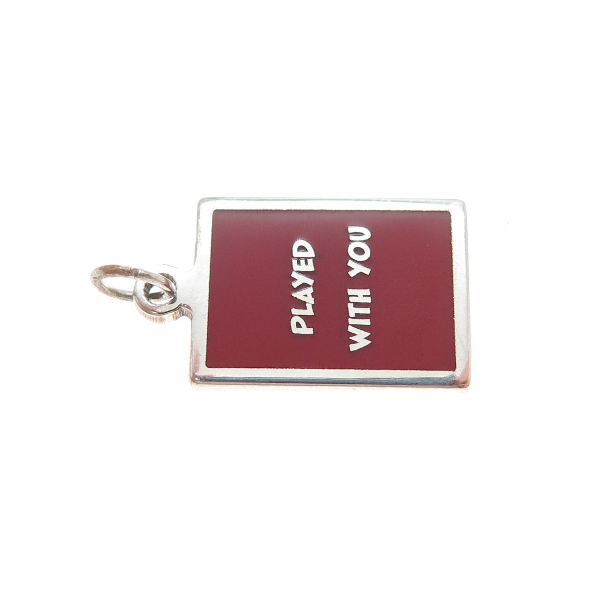 925 Sterling Silver Red Enamel Played With You Minimalist Charm Pendant