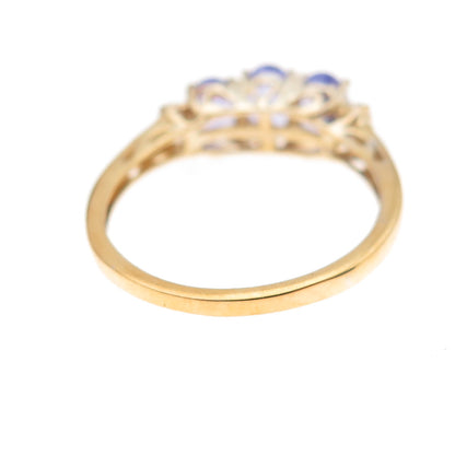 Chuck Clemency 925 Sterling Gold Plated Real Diamond & Tanzanite Ring Size 8.25