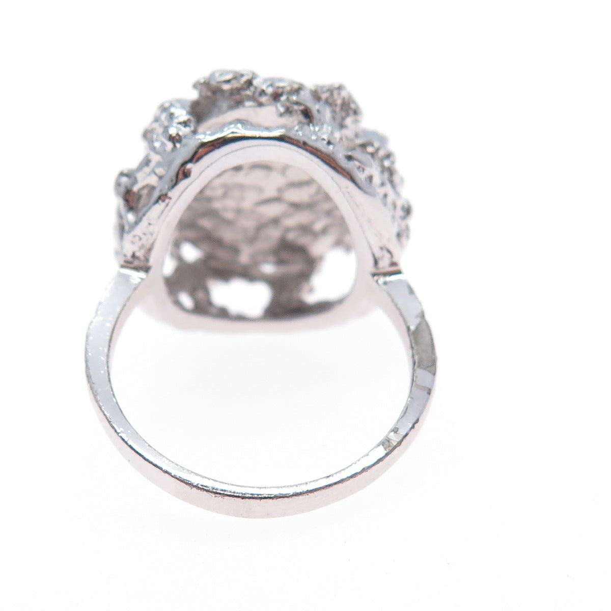 925 Sterling Silver Vintage Real Round-Cut Diamond Letter S Ring Size 6.75