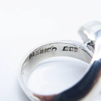 925 Sterling Silver Vintage Mexico Modernist Ring Size 5.75