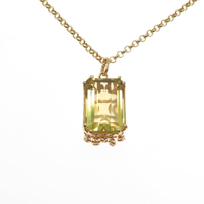 DSMK Sterling Silver Gold Plated Real Lemon Quartz & White Topaz Necklace 18-20"