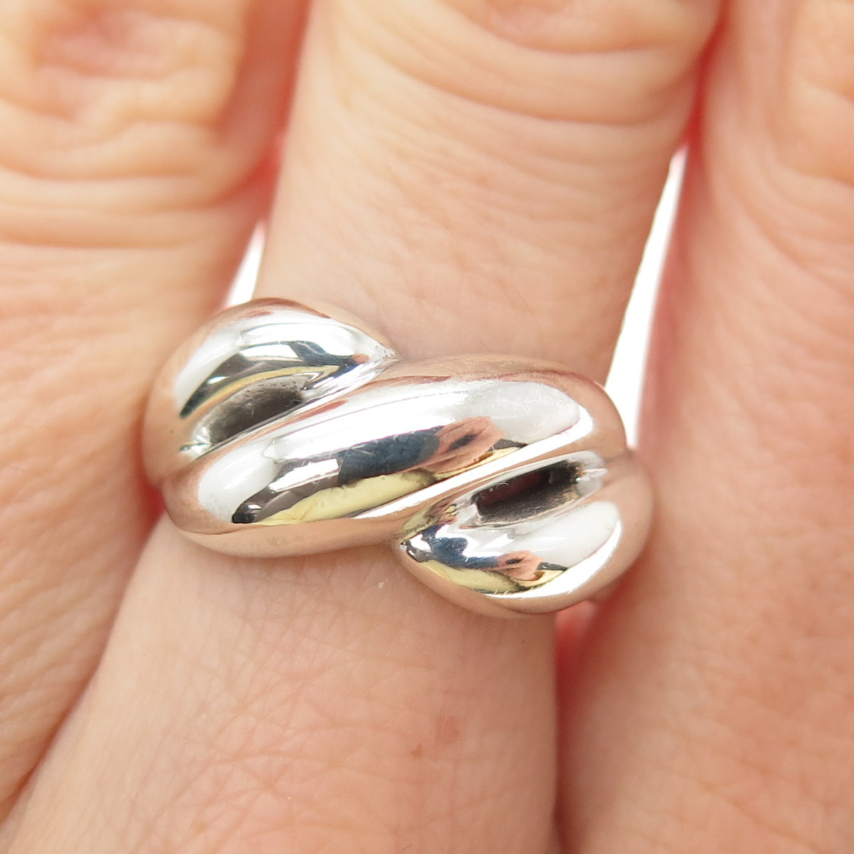 CHAPAL ZENRAY 925 Sterling Silver Vintage Modernist Wavy Ring Size 7