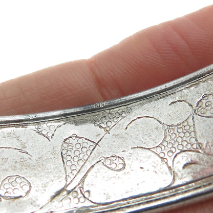 925 Sterling Silver Vintage Floral Filigree Oxidized Adjustable Bracelet 7.5"