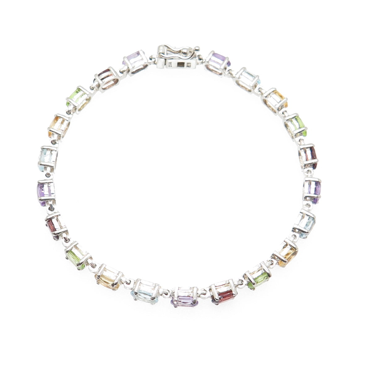 CNA PRANDA Sterling Vintage Topaz Peridot Citrine Amethyst Garnet Bracelet 6.75"