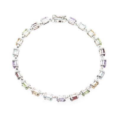 CNA PRANDA Sterling Vintage Topaz Peridot Citrine Amethyst Garnet Bracelet 6.75"