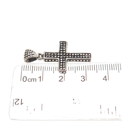 925 Sterling Silver Vintage Granulated Cross Oxidized Charm Pendant