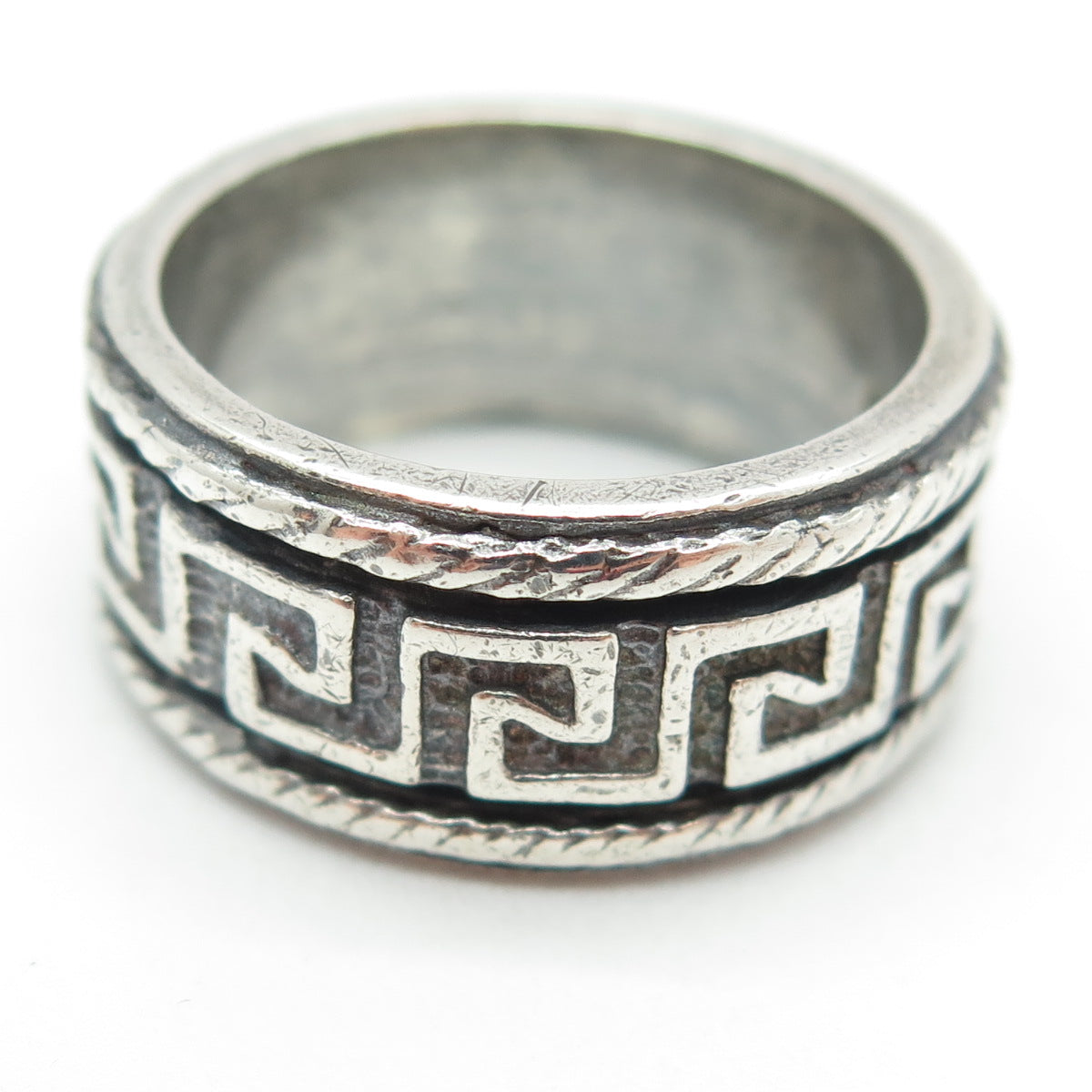 CHATEAU D'ARGENT 925 Sterling Silver Vintage Greek Key Oxidized Ring Size 9.25