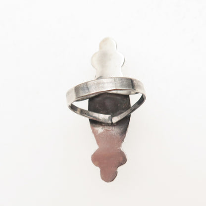 925 Sterling Silver Vintage Mexico Real Malachite Oxidized Ring Size 5.5