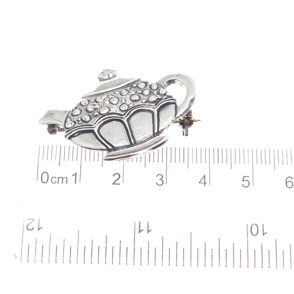 MARY ENGELBREIT 925 Sterling Silver Vintage Teapot Oxidized Pin Brooch