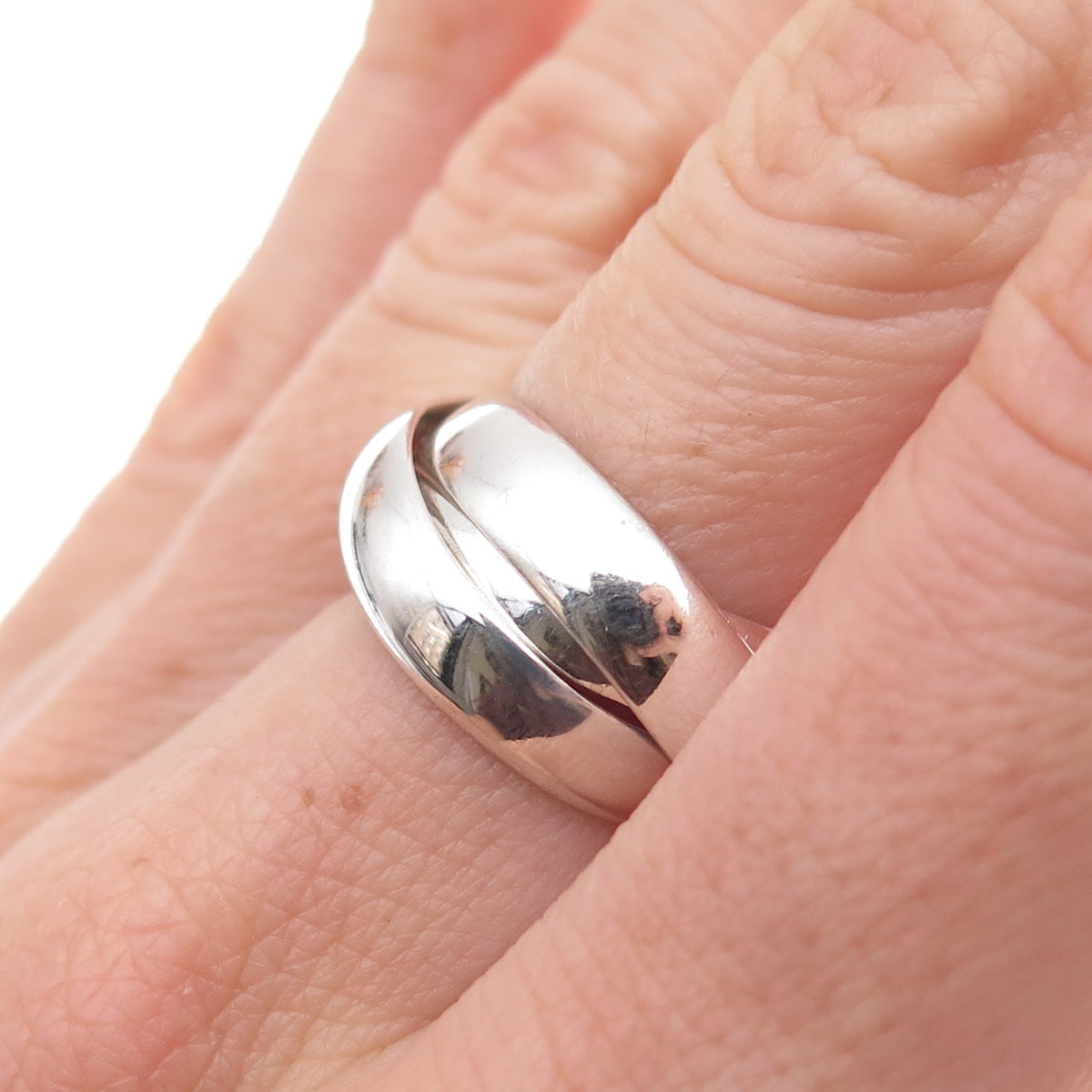 Pranda 925 Sterling Silver Vintage Interlocked Trinity Band Ring Size 7