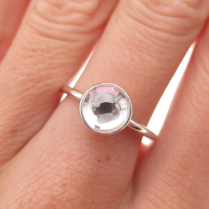 Pandora 925 Sterling Silver Clear Crystal Poetic Droplet Ring Size 7