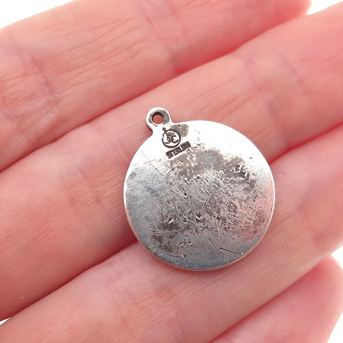 925 Sterling Silver Antique Art Deco St. Gerard Oxidized Mini Charm Pendant