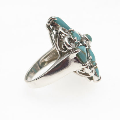 CFJ Collins Fine Jewelry 925 Sterling Silver Vintage Real Turquoise Ring Size 7