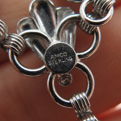 AMCO Sterling Silver Antique Art Deco Apalite Serpentine Chain Necklace 16-18"