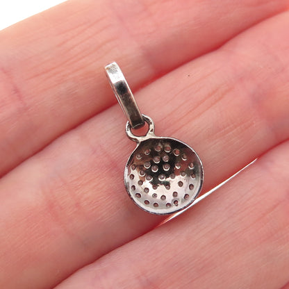 925 Sterling Silver Real Round-Cut Diamond Charm Pendant