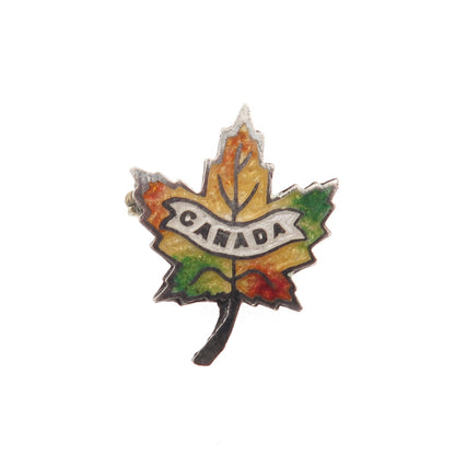 925 Sterling Silver Vintage Enamel Canada Maple Leaf Mini Pin Brooch