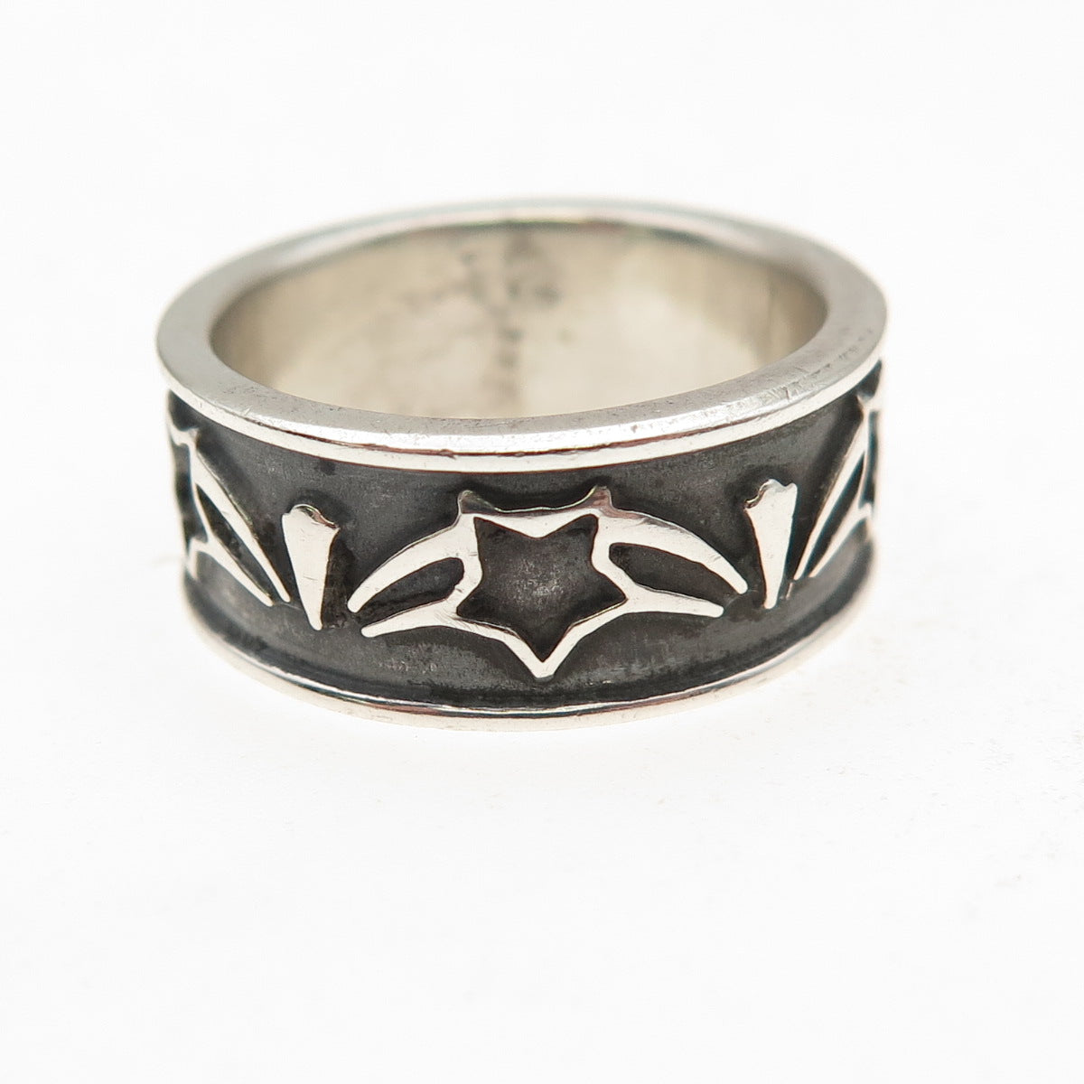 925 Sterling Silver Vintage Mexico Star Oxidized Band Ring Size 6.25