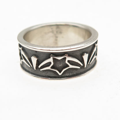 925 Sterling Silver Vintage Mexico Star Oxidized Band Ring Size 6.25
