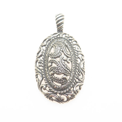 CAROLYN POLLACK 925 Sterling Silver Vintage Floral Ornate Oxidized Pendant
