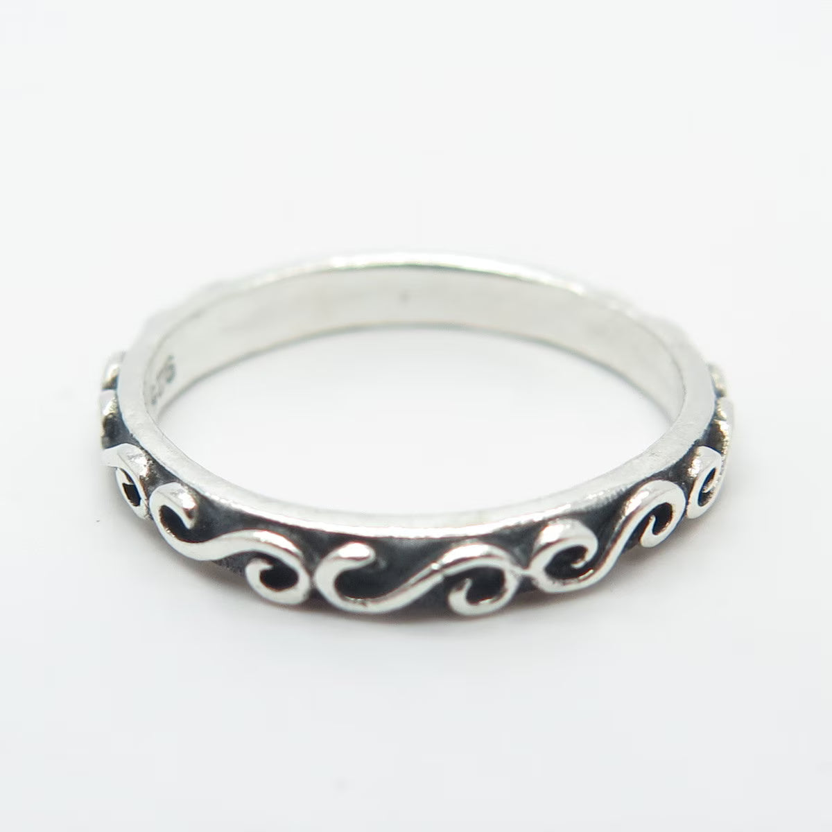 925 Sterling Silver Vintage Swirl Band Ring Size 5