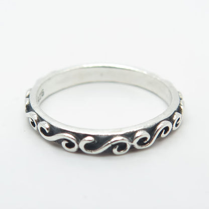 925 Sterling Silver Vintage Swirl Band Ring Size 5