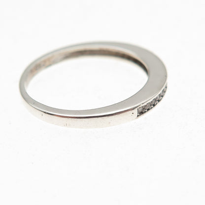 925 Sterling Silver Round-Cut C Z Half Eternity Stackable Band Ring Size 6.75