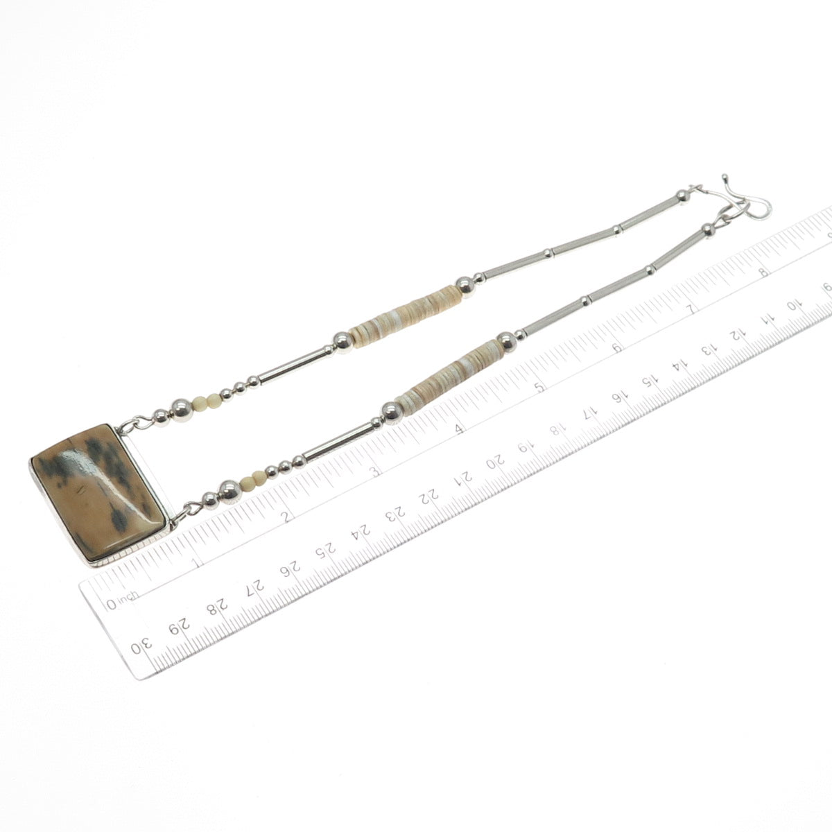 Old Pawn Navajo Sterling Silver Vintage Southwestern Beaded Chain Necklace 16"