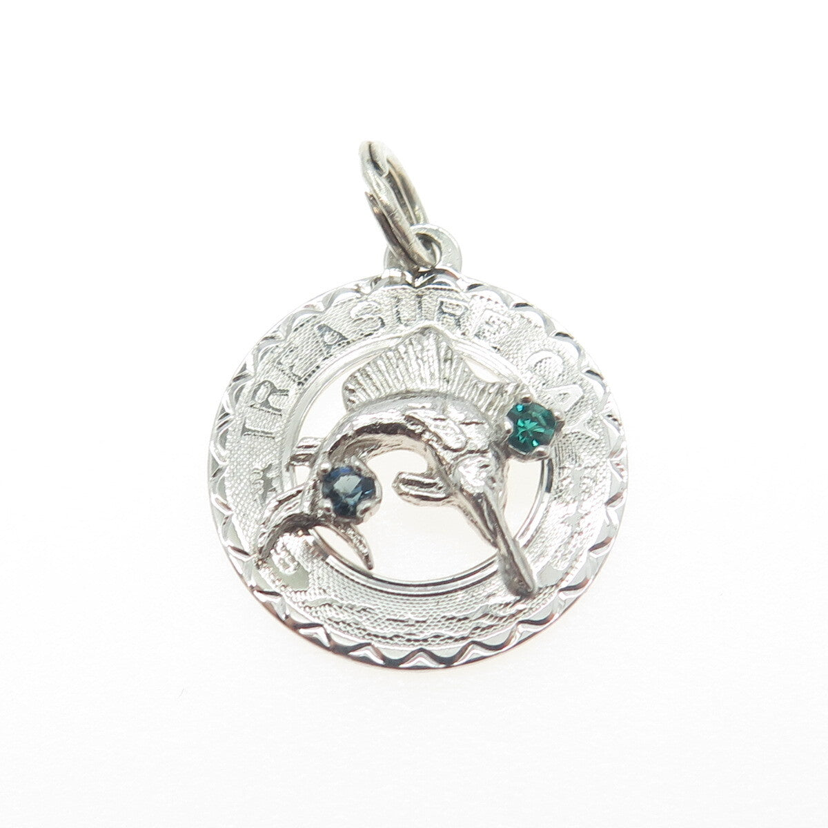 CREA Sterling Silver Antique Art Deco Rhinestone Treasure Cay Bahamas Pendant