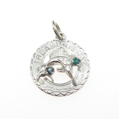 CREA Sterling Silver Antique Art Deco Rhinestone Treasure Cay Bahamas Pendant