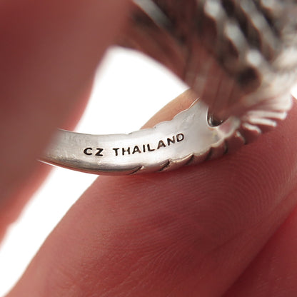 Judith Ripka 925 Sterling Silver Round-Cut C Z Heart Oxidized Ring Size 7