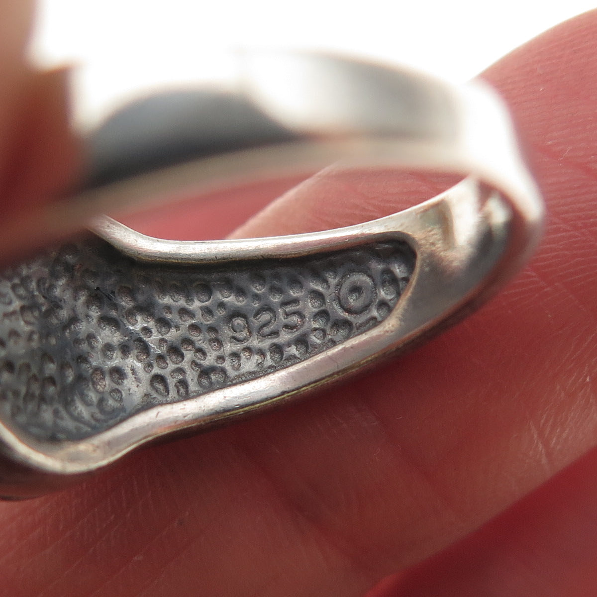 925 Sterling Silver Vintage Real Pearl Modernist Oxidized Ring Size 7