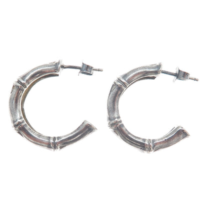 ECCLISSI 925 Sterling Silver Vintage Bamboo Hoop Oxidized Earrings