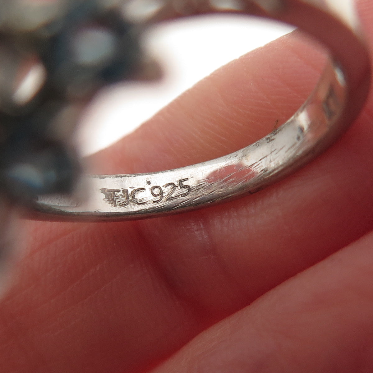 925 Sterling Silver Real Turquoise & Blue Topaz Ring Size 8.25
