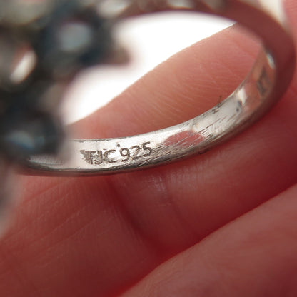 925 Sterling Silver Real Turquoise & Blue Topaz Ring Size 8.25